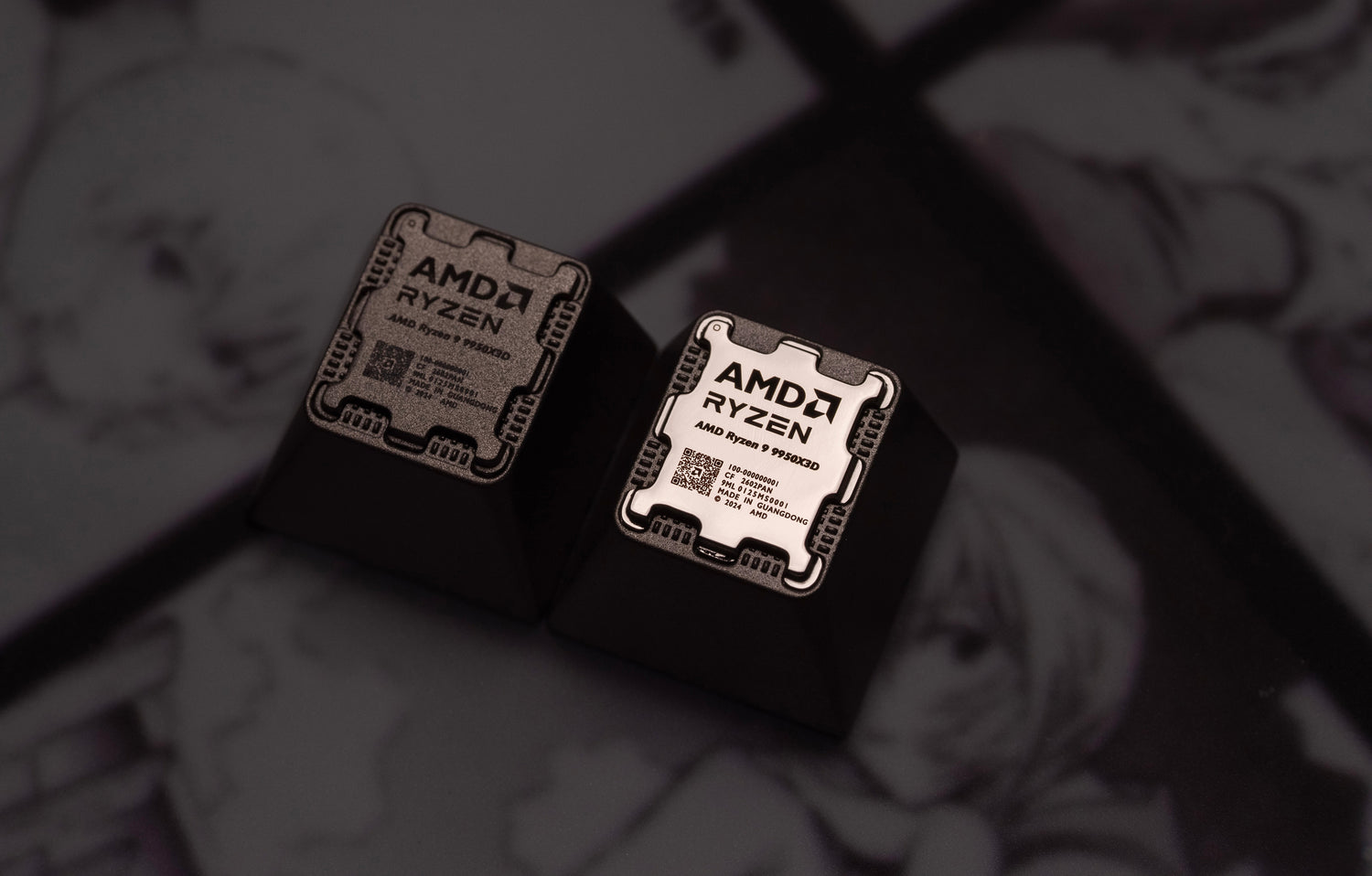 【 AMD 】 ZEN5 CPU Titanium Alloy CNC Stereoscopic Carving Keycaps, Metal Personalized Keycaps, Mechanical Keyboard Decorative Keycaps
