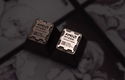 【 AMD 】 ZEN5 CPU Titanium Alloy CNC Stereoscopic Carving Keycaps, Metal Personalized Keycaps, Mechanical Keyboard Decorative Keycaps