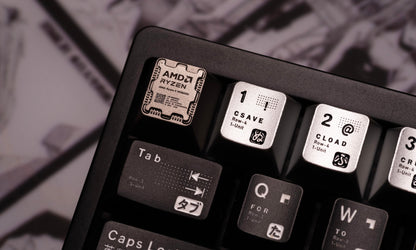 【 AMD 】 ZEN5 CPU Titanium Alloy CNC Stereoscopic Carving Keycaps, Metal Personalized Keycaps, Mechanical Keyboard Decorative Keycaps