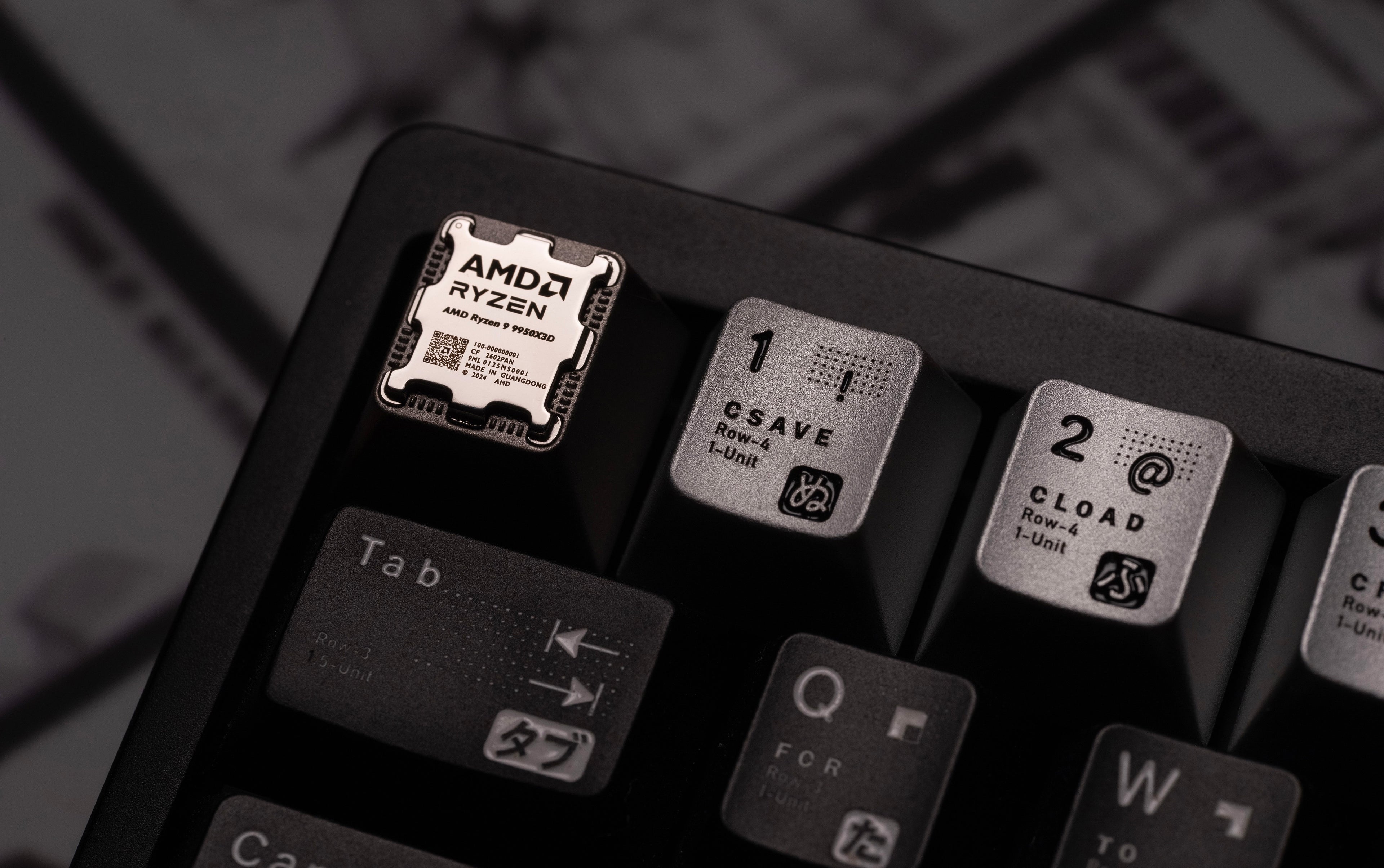【 AMD 】 ZEN5 CPU Titanium Alloy CNC Stereoscopic Carving Keycaps, Metal Personalized Keycaps, Mechanical Keyboard Decorative Keycaps