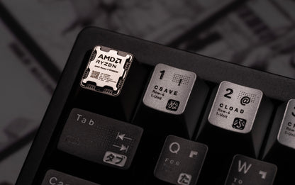 【 AMD 】 ZEN5 CPU Titanium Alloy CNC Stereoscopic Carving Keycaps, Metal Personalized Keycaps, Mechanical Keyboard Decorative Keycaps