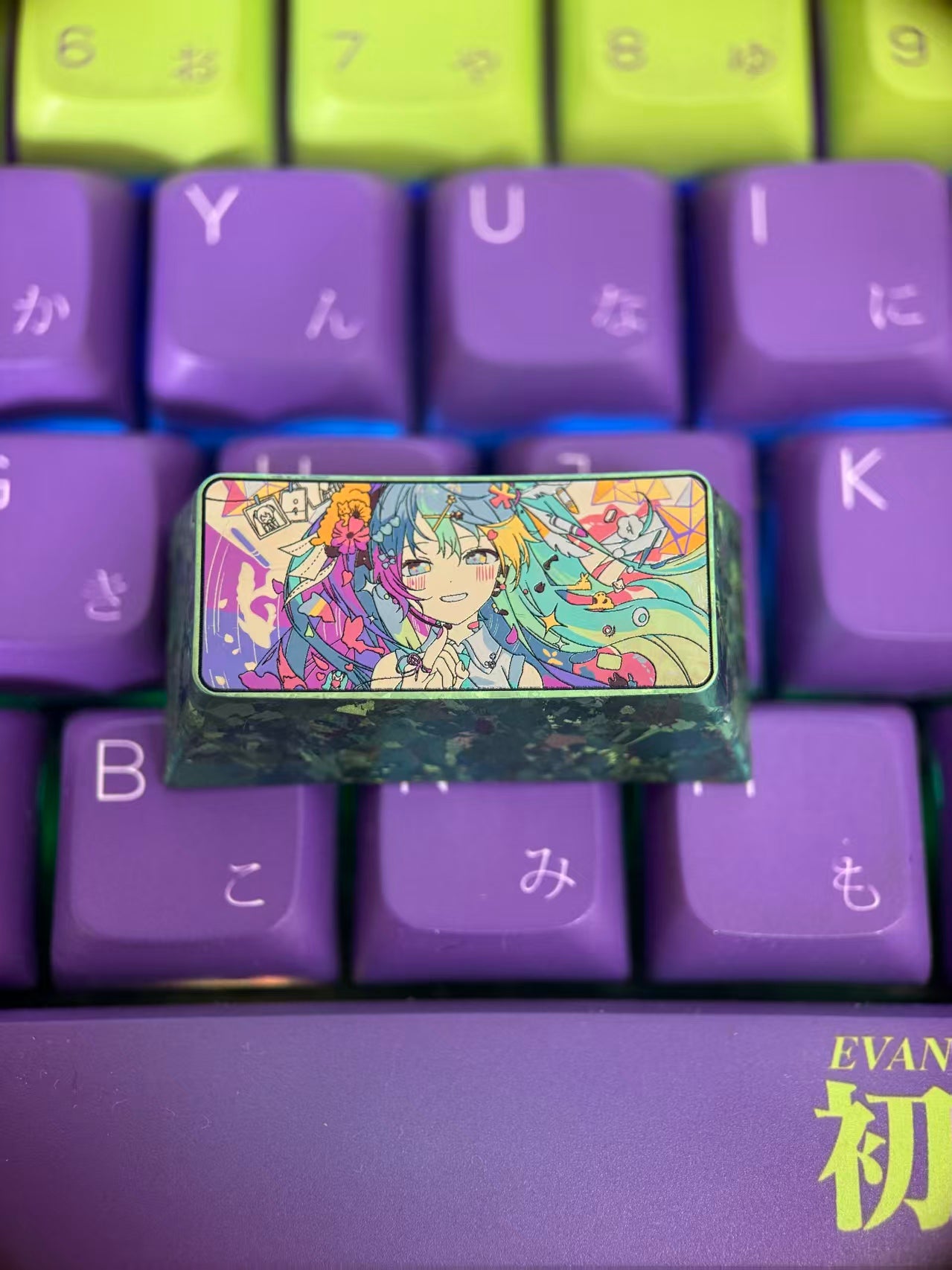 Hatsune Miku 2U/1.75U&amp;nbsp; titanium alloy personalized key cap, animation game culture creative decoration key cap