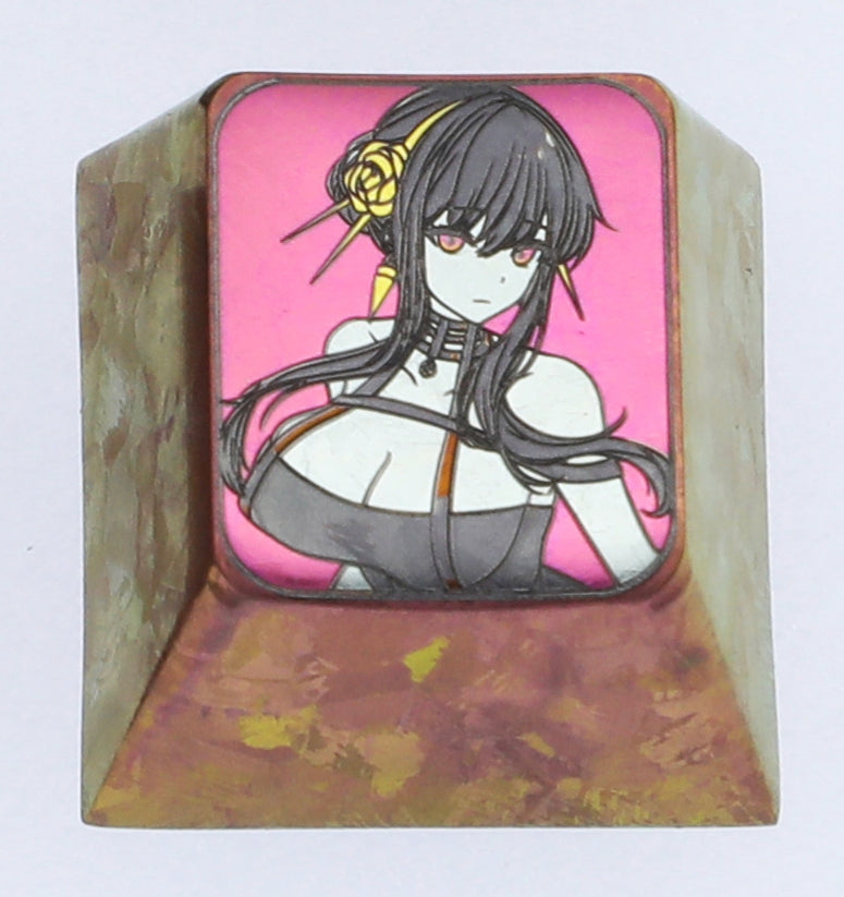 SPY × FAMILY, Yor Forger, 1U titanium alloy carved personalized keycaps, mechanical keyboard decorative keycaps