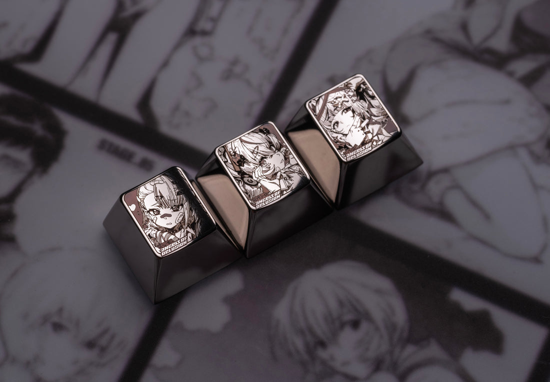 Zenless Zone Zero, Angels of Delusion, 1U titanium alloy personalized keycaps, set of 3, anime game mechanical keyboard decorative keycaps