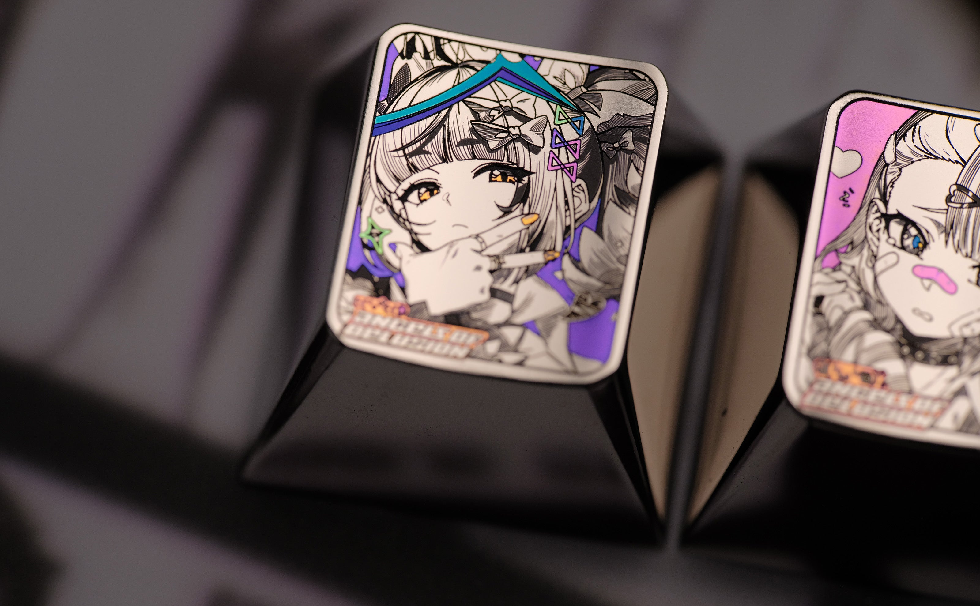 Zenless Zone Zero, Angels of Delusion, 1U titanium alloy personalized keycaps, set of 3, anime game mechanical keyboard decorative keycaps