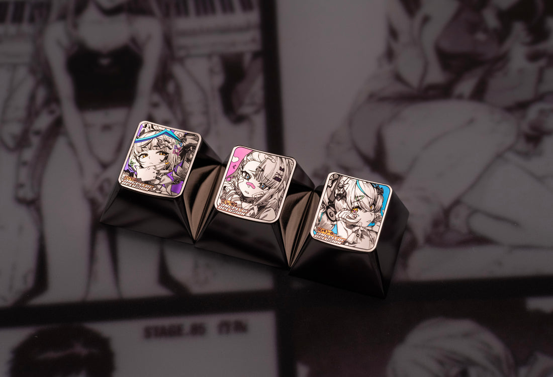 Zenless Zone Zero, Angels of Delusion, 1U titanium alloy personalized keycaps, set of 3, anime game mechanical keyboard decorative keycaps