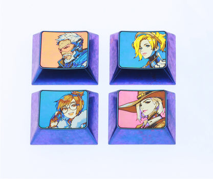 Overwatch series themed keycaps, 1.25U titanium alloy carved personalized keycaps, anime, gaming, cultural and creative peripheral mechanical keyboard decorative keycaps