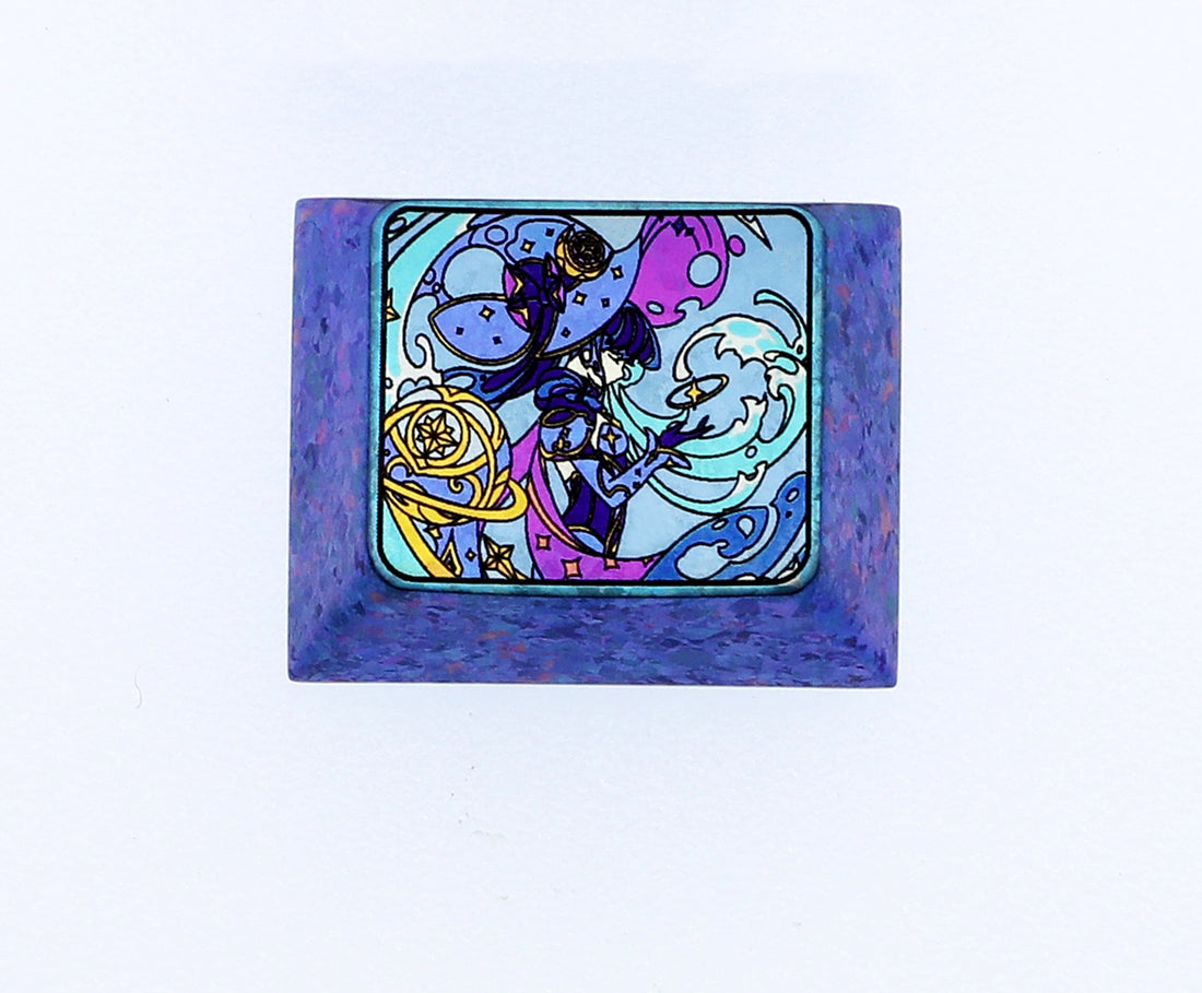 Mona，1.25U Colored titanium alloy carved keycaps, personalized keycaps, decorative keycaps.
