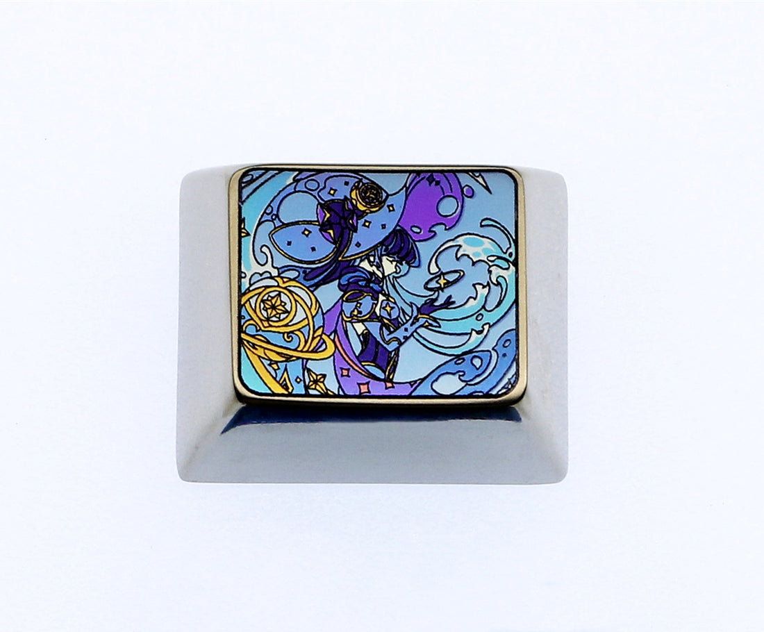 Mona，1.25U Colored titanium alloy carved keycaps, personalized keycaps, decorative keycaps.