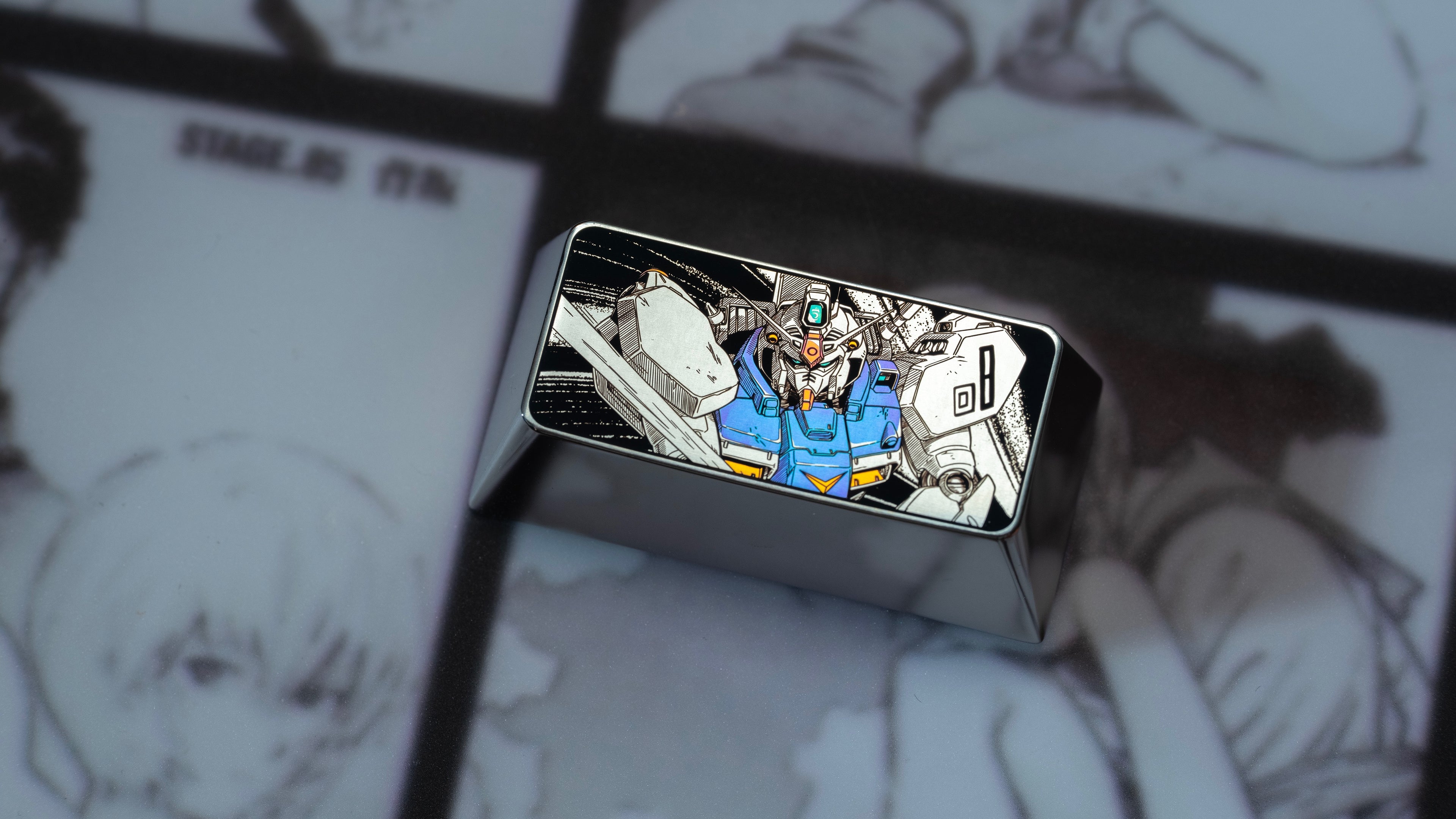 Gundam Theme Series, Precision Titanium Alloy, 1.75U/2U Optional, Anime Game Culture Creative Keycaps, Mechanical Keyboard Decorative Keycaps