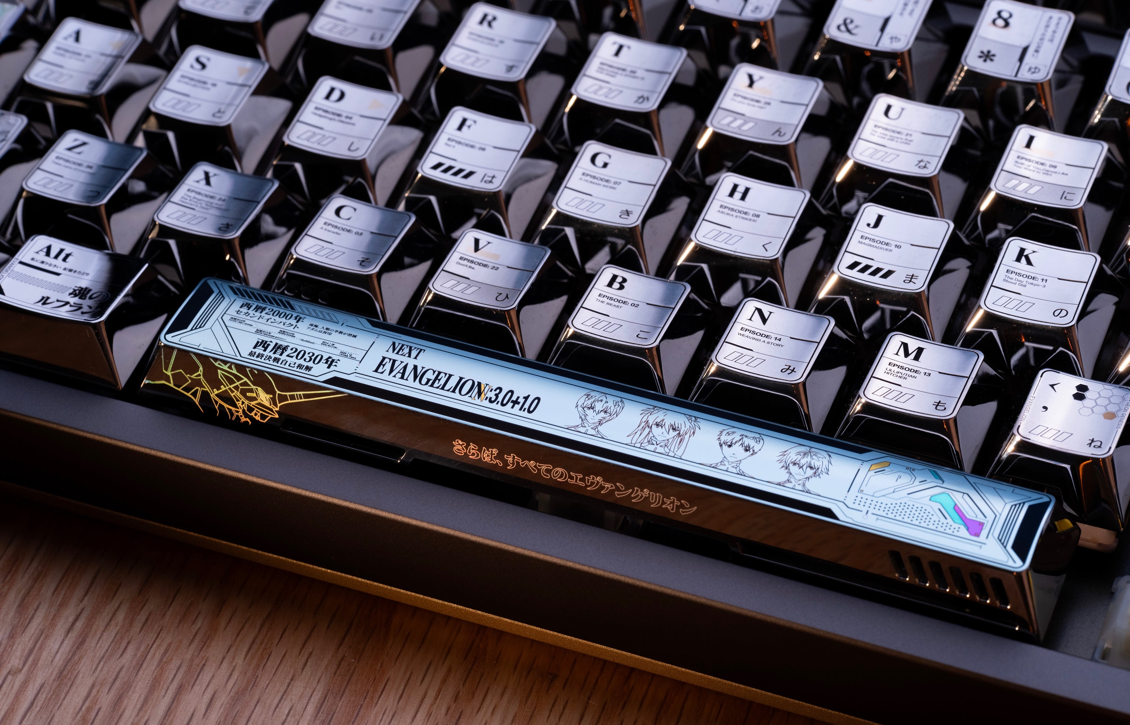 EVA, 6.25U titanium alloy space personalized keycap, cold carving+colorful/cold carving+anode/ordinary laser+laser point color/hollow base, mechanical keyboard decorative keycap