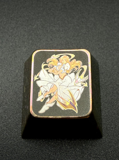 BLEACH，Inoue Orihime/Shihouin Yoruichi 1U titanium alloy metal personalized keycaps, anime and game character peripheral products, decorative keycaps.