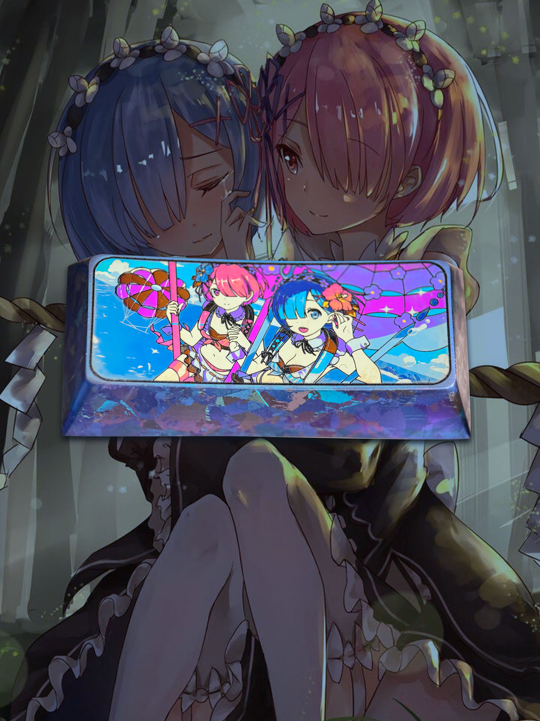 Re:Life in a different world from zero， Rem，2.25 U Titanium alloy personalized keycaps, anime and game cultural creative keycaps, mechanical keyboard decorative keycaps