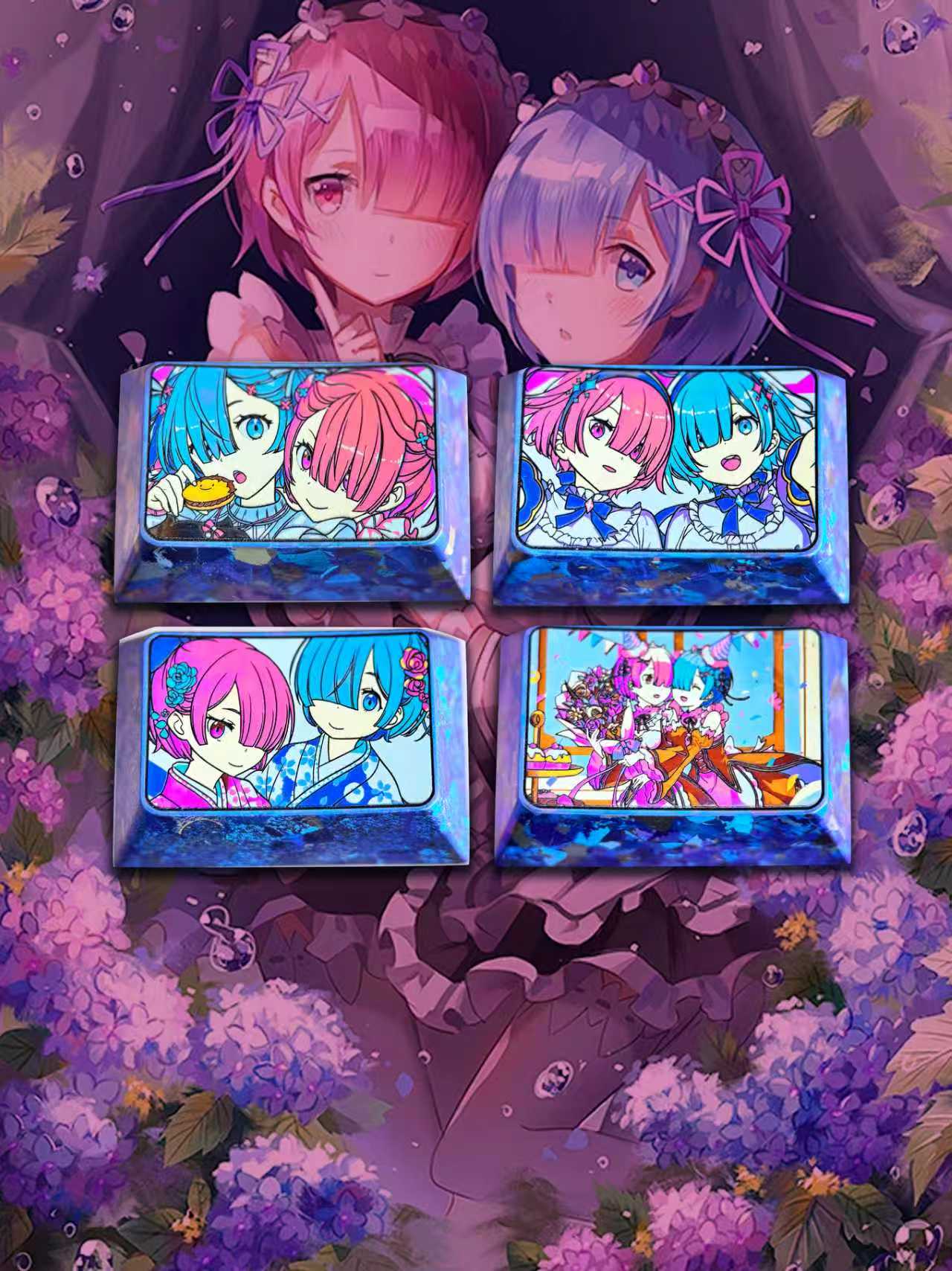 Re:Life in a different world from zero， Rem，1.5U TAB Titanium alloy personalized keycaps, anime and game cultural creative keycaps, mechanical keyboard decorative keycaps