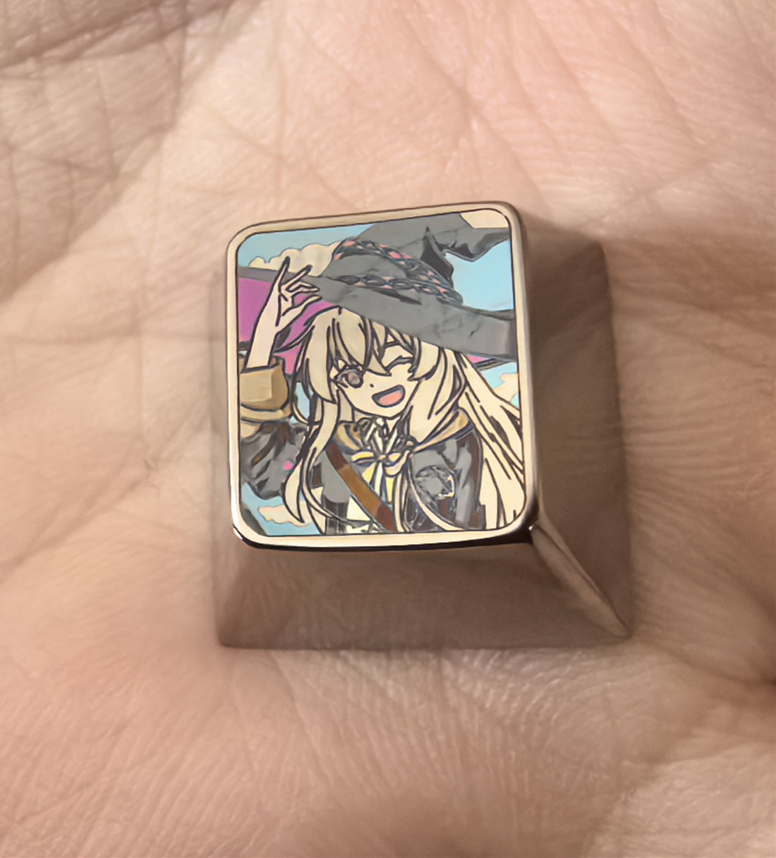 Elaina, Titanium alloy laser engraved keycaps, metal personalized keycaps, keyboard decorative keycaps.