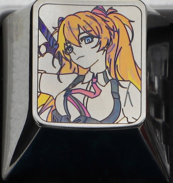 EVA， Asuka 1U color titanium alloy carved keycaps. Decorative keycaps, personalized keycaps