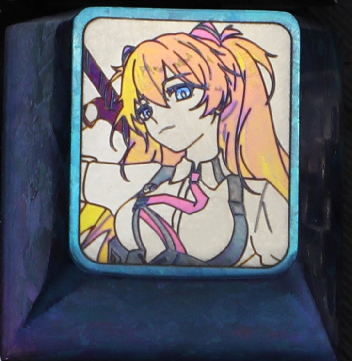EVA, Asuka 1U color titanium alloy carved keycaps. Decorative keycaps, personalized keycaps