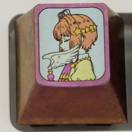 Magic Card Girl Sakura, colorful titanium alloy 1U carved keycaps, personalized mechanical keyboard keycaps.