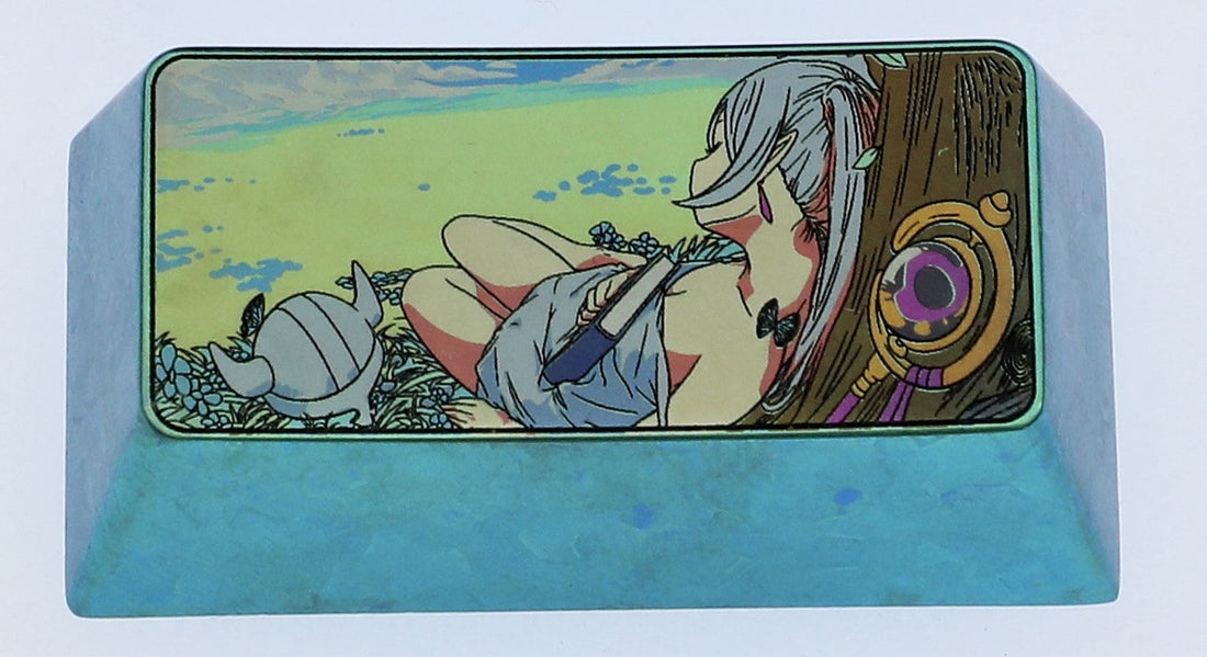 Frieren, 2U backspace key titanium alloy color carved personalized keycap, keyboard decorative keycap.