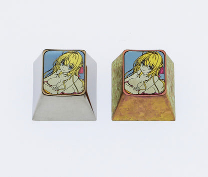 Anime, beautiful girls collection titanium alloy carved key cap, personalized key cap, mechanical keyboard decorative key cap