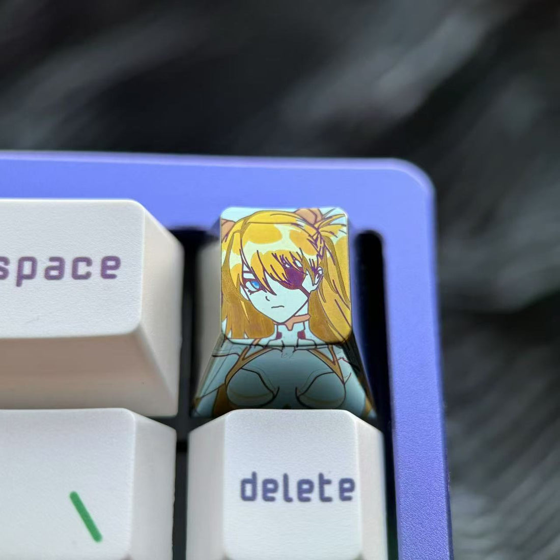 EVA Asuka colored double-sided integrated titanium alloy personalized keycaps, keyboard metal decorative keycaps.
