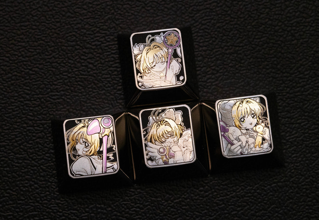 Cardcaptor Sakura, Optional height: WASD,directional keys, Titanium alloy personalized keycaps, anime decorative keycaps