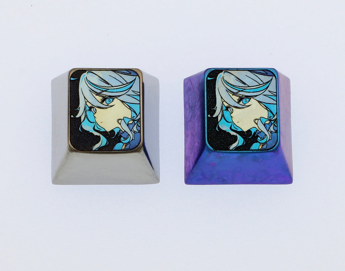 Furina, Titanium alloy 1U personalized keycap, metal decorative keycap
