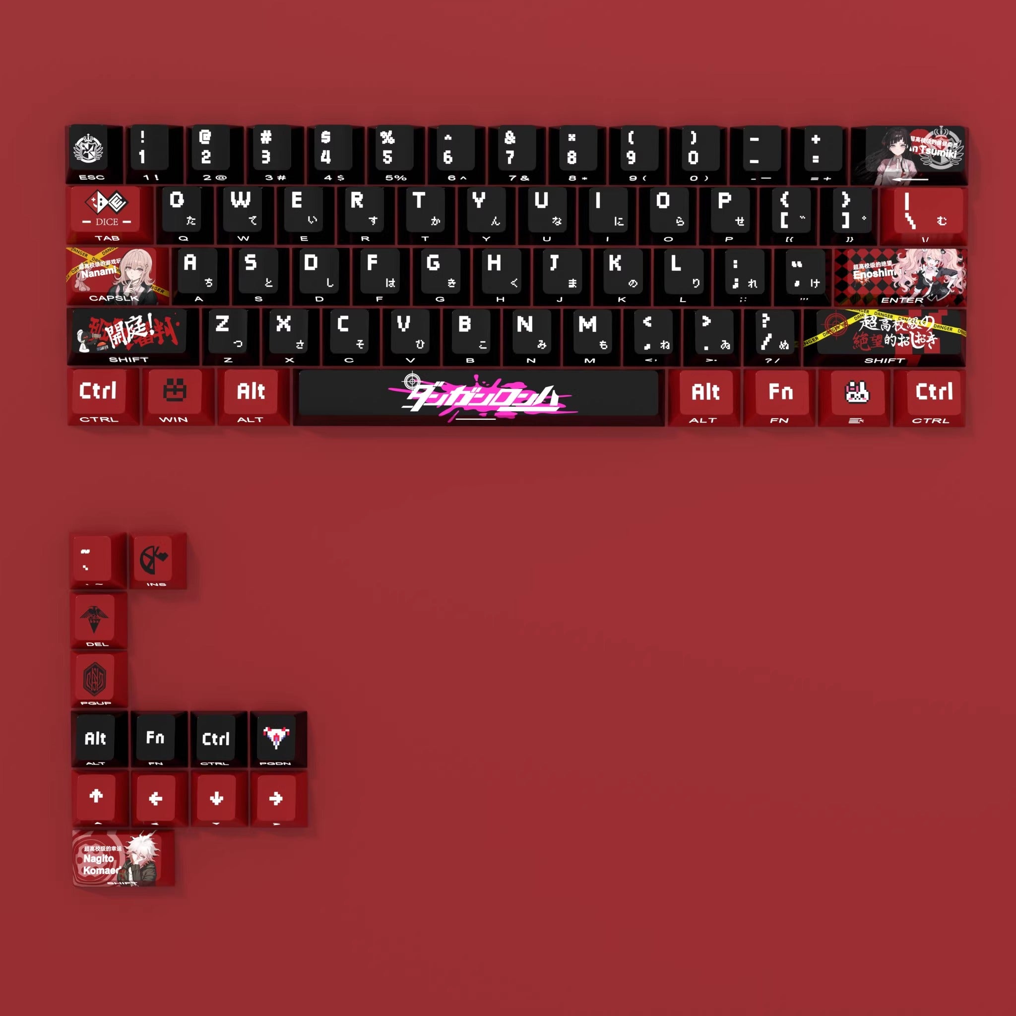 Danganronpa: Trigger Happy Havoc theme, personalized keycap set, PBT material, sublimation process, cartoon decoration keycap set for anime and games