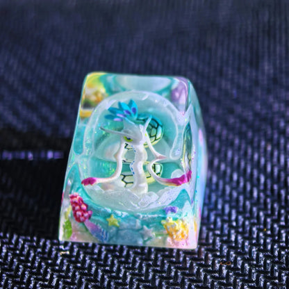 Pok é  mon, Milotic theme coating and sealing design, Crystal Resin Personalized Keycaps, Anime Game Culture Creative Resin Keycaps, Mechanical Keyboard Art Decorative Keycaps