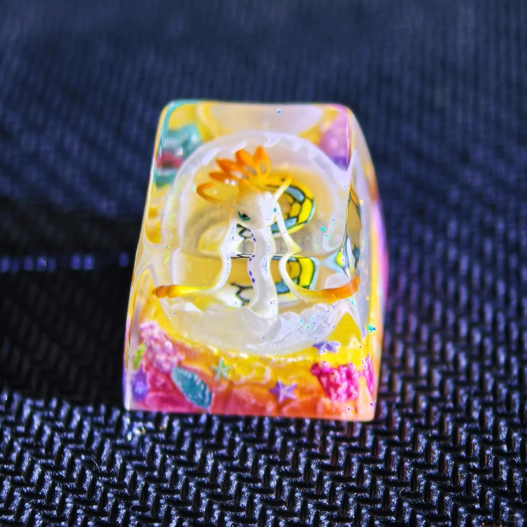 Pok é  mon, Milotic theme coating and sealing design, Crystal Resin Personalized Keycaps, Anime Game Culture Creative Resin Keycaps, Mechanical Keyboard Art Decorative Keycaps