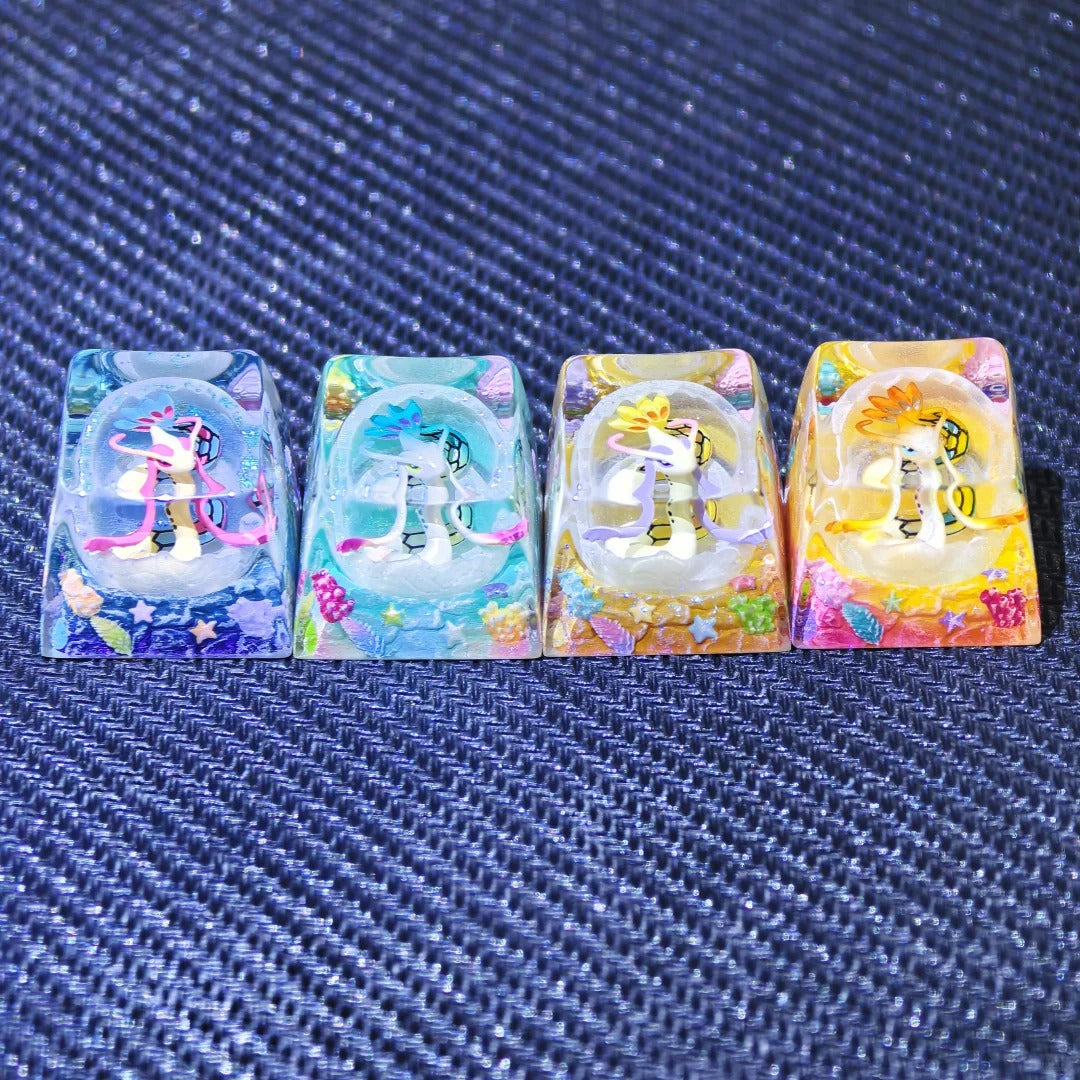 Pok é  mon, Milotic theme coating and sealing design, Crystal Resin Personalized Keycaps, Anime Game Culture Creative Resin Keycaps, Mechanical Keyboard Art Decorative Keycaps