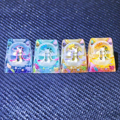Pok é  mon, Milotic theme coating and sealing design, Crystal Resin Personalized Keycaps, Anime Game Culture Creative Resin Keycaps, Mechanical Keyboard Art Decorative Keycaps