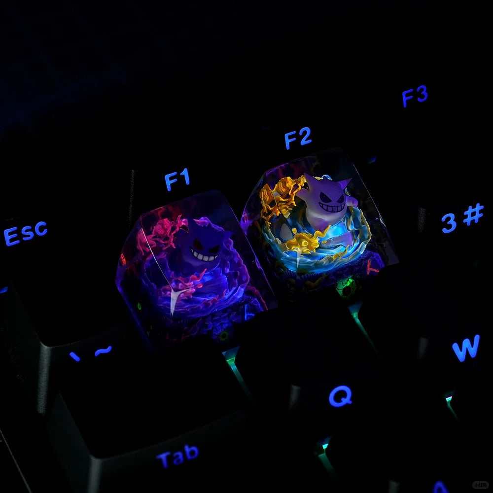 Pok é mon, Gengar coating and sealing design, Crystal Resin Personalized Keycaps, Anime Game Culture Creative Resin Keycaps, Mechanical Keyboard Art Decorative Keycaps