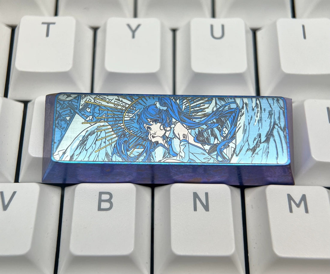 Hatsune Miku, Angel 2.75 U shift, Titanium Alloy Custom Keycaps, suitable for anytime, gaming, music idol, cultural and creative products, and mechanical keyboard decoration