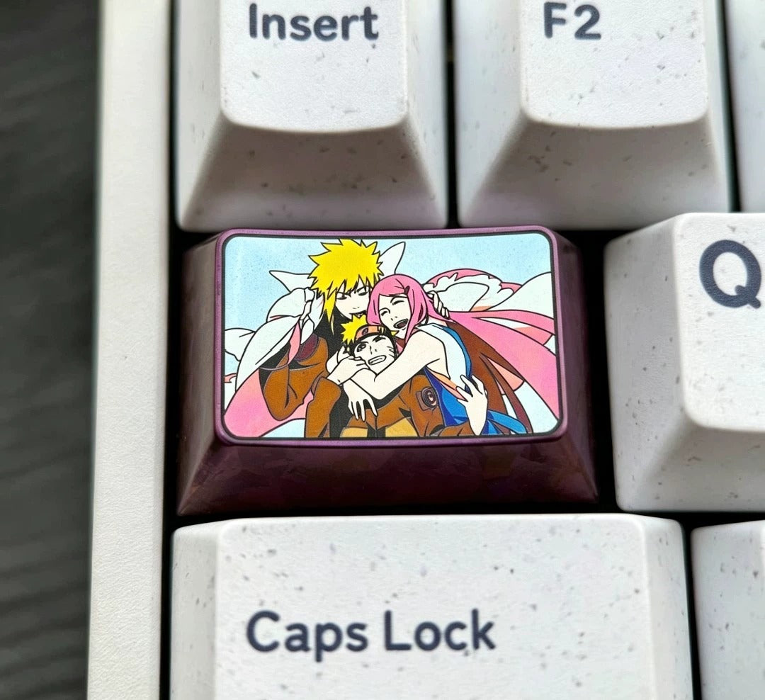 Naruto, Naruto family, 1.5 U titanium alloy personalized keycaps, anime and game culture creative art keycaps, mechanical keyboard decorative keycaps