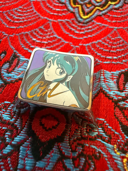 Urusei Yatsura，Lum Invader‌，1.25U CTRL，titanium alloy personalized keycaps, mechanical keyboard metal decorative keycaps, anime and game culture peripheral keycaps