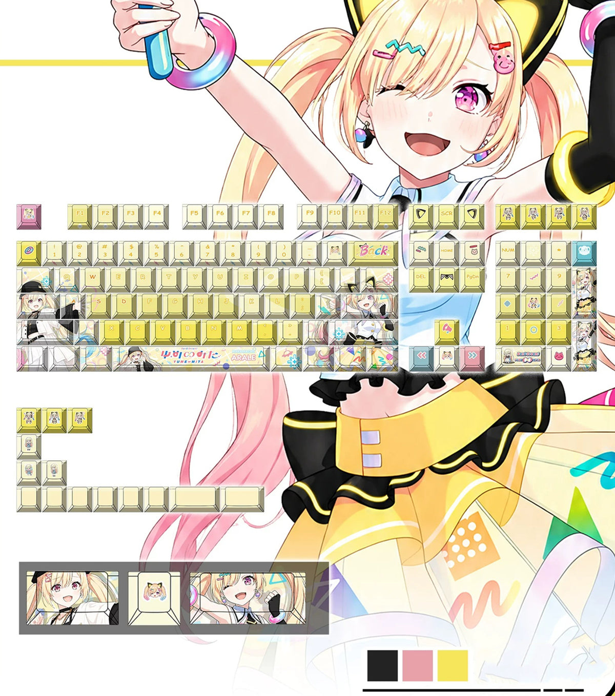 BanG Dream!, Arale Nakamochi PBT material personalized keycap set, anime keycap culture peripheral mechanical keyboard decoration keycaps， Compatible with 61/64/68/75/84/87/104 key mechanical keyboard keycap set