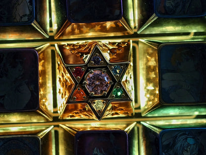 Hexagonal star, multi-color gemstone inlay, 925 sterling silver personalized keycap, hollowed out design mechanical keyboard metal decorative keycap