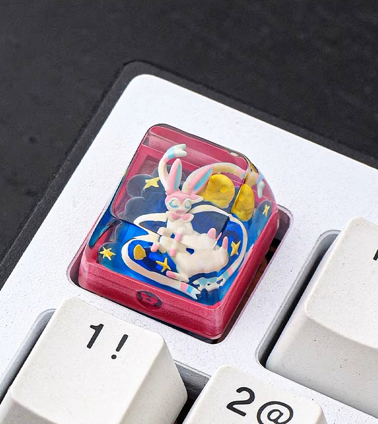 Pok é mon series, Sylveen theme, crystal resin personalized keycaps, anime and game peripheral decorative keycaps, resin art handmade keycaps
