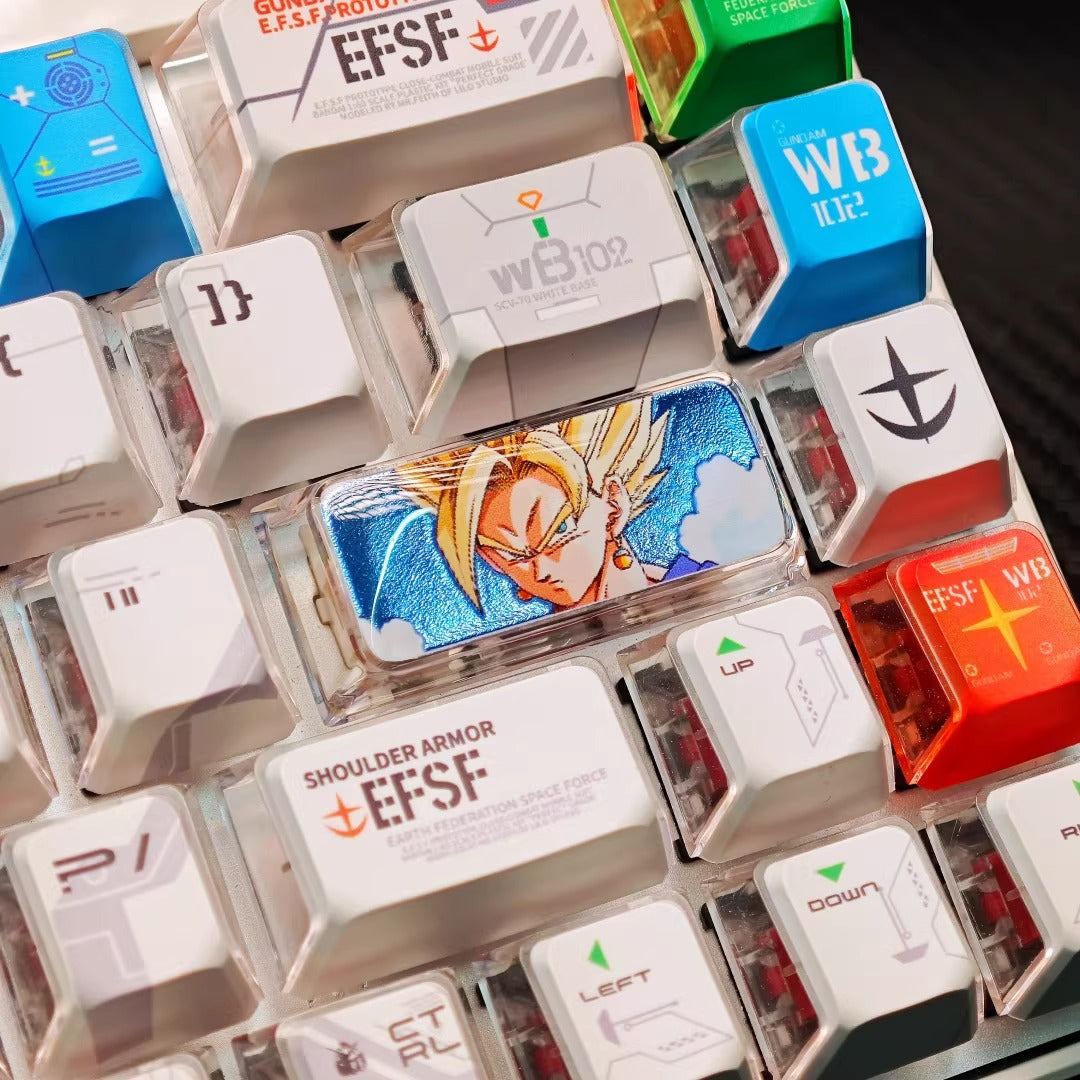 Dragon Ball Theme, Crystal Resin 2.25U Enter Key Son Goku/Frieza, Transparent Gilded Resin Personalized Keycaps, Anime Game Creative Customized Decorative Keycaps