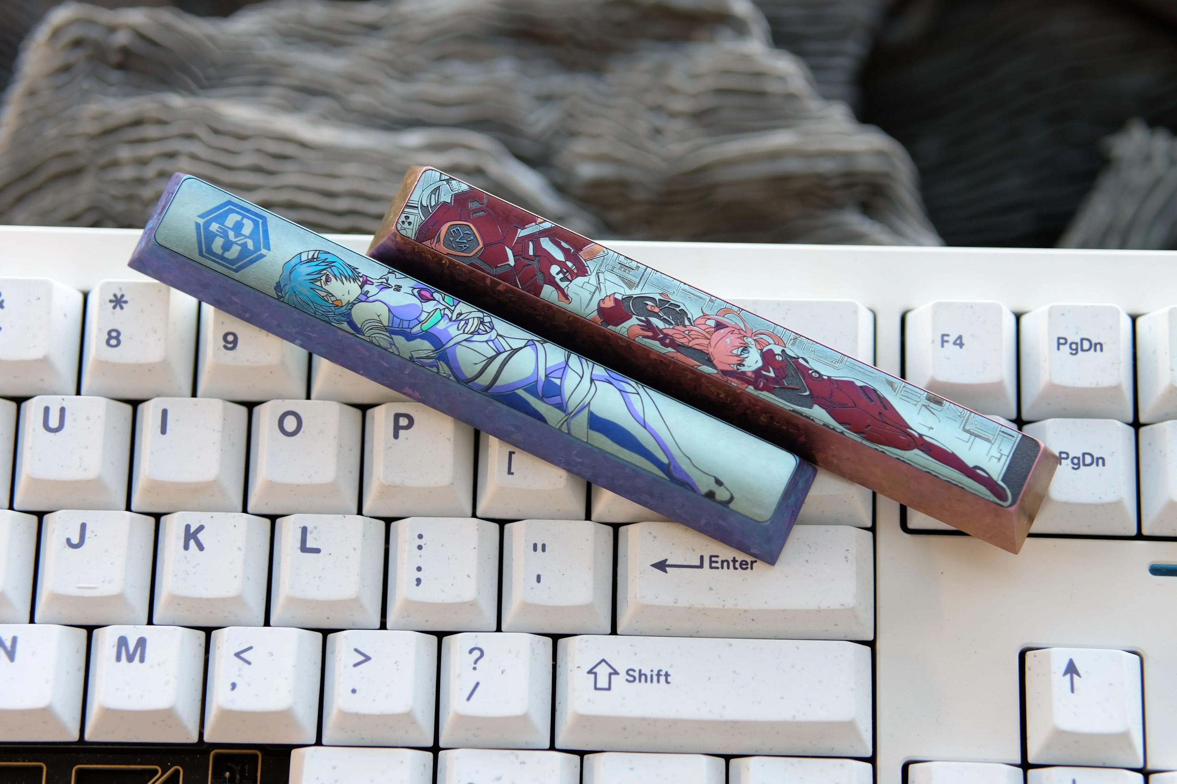 EVA series, Asuka/Ayanami Rei theme, 6.25U/7U space bar titanium alloy personalized keycaps, anime game theme design mechanical keyboard decoration keycaps