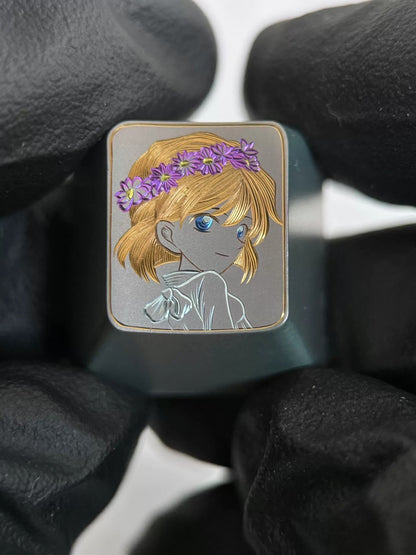 Hand carved titanium alloy series Hand carved titanium alloy anode coloring, anime and game culture creative metal hand carved keycaps collection
