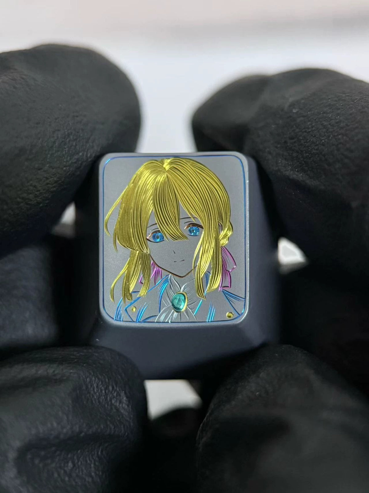 Hand carved titanium alloy series Hand carved titanium alloy anode coloring, anime and game culture creative metal hand carved keycaps collection