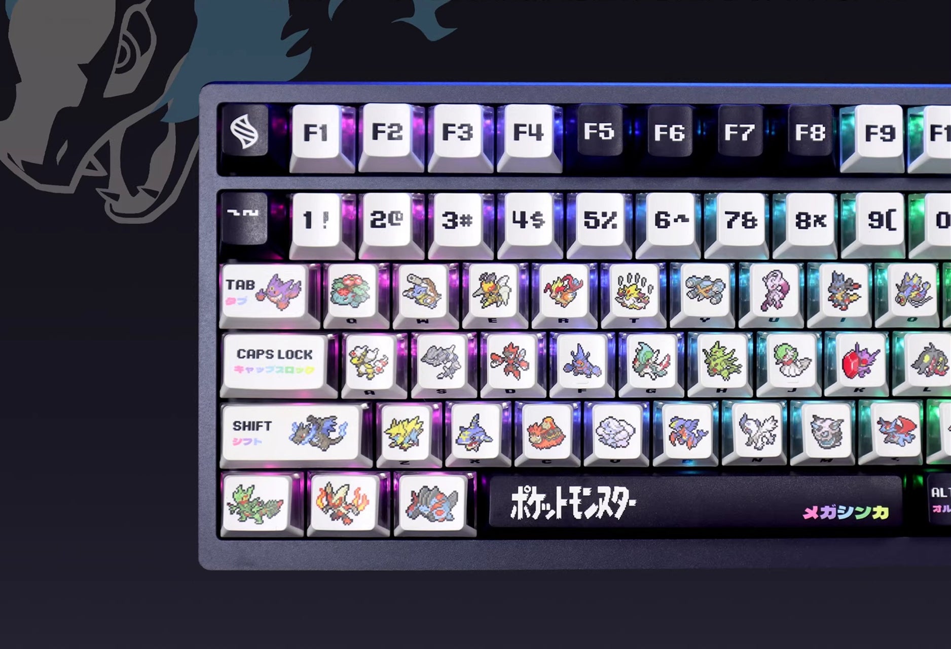 Pokemon Key Cap Mega Pixel Wind Mechanical Keyboard Cap PBT Five sided Thermal Sublimation Three sided Transparent Anime Theme Personalized Key Cap Set