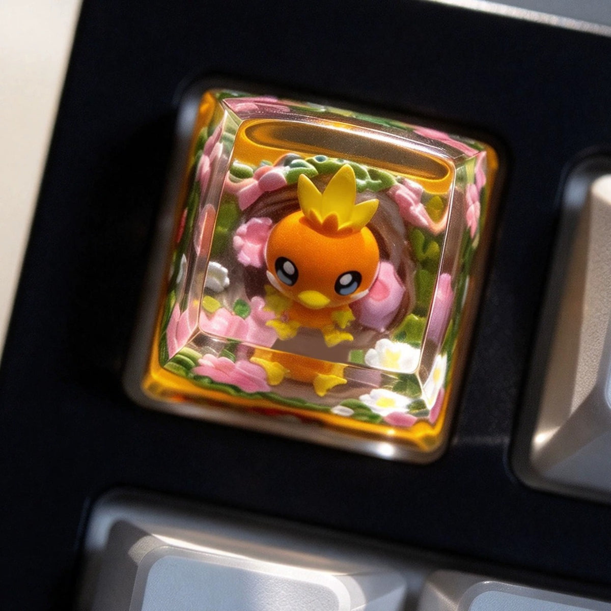 Pok é mon series, Torchic，Crystal Resin Personalized Keycaps, Anime Game Culture Creative Resin Keycaps, Mechanical Keyboard Art Decorative Keycaps