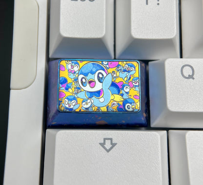 Pok é mon, Piplup 1.5 U/1.75U titanium alloy personalized keycaps, mechanical keyboard metal decorative keycaps, anime and game culture peripheral keycaps