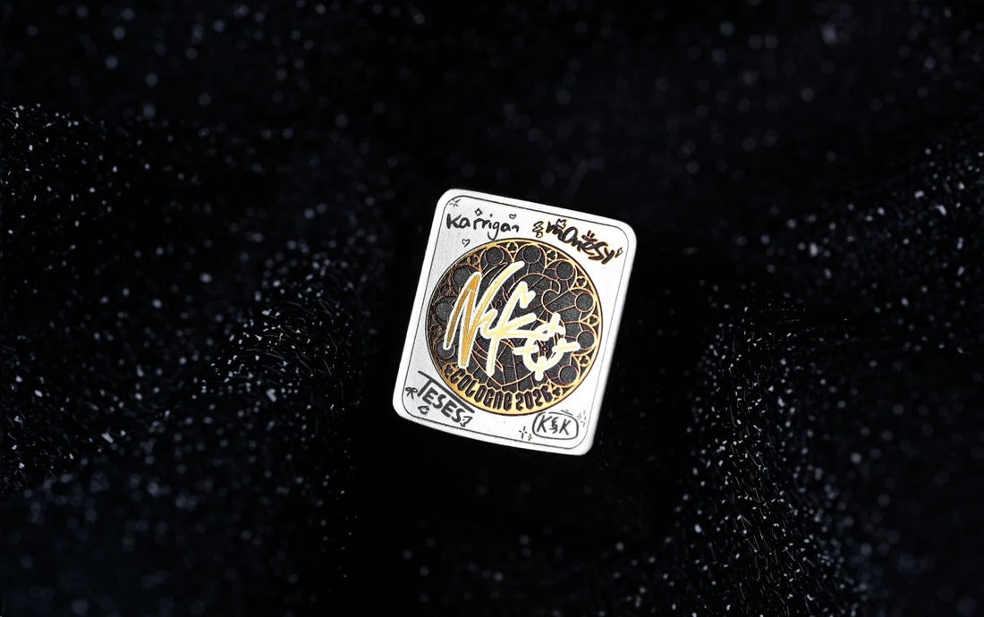 CS2 CSGO Falcons Nikko Signature, 1U Titanium Alloy Gold Plated Personalized Keycaps, FPS Game Custom Keycaps, Mechanical Keyboard Decorative Keycaps