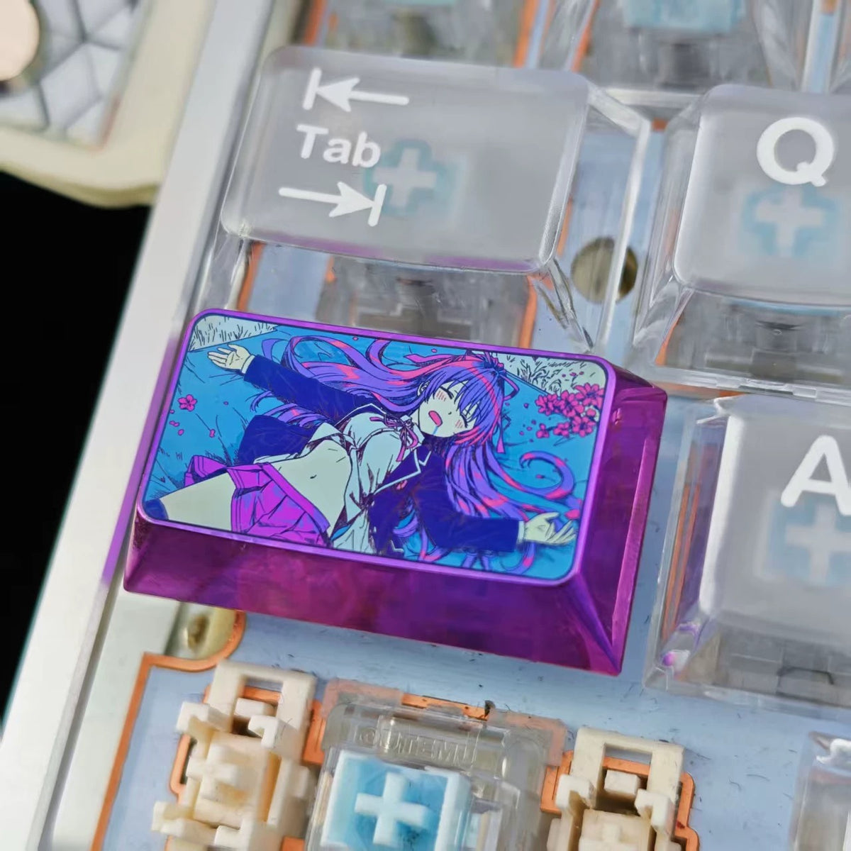 DATE A LIVE，Yatogami Tohka themed 1.75U titanium alloy personalized keycaps, mechanical keyboard decorative keycaps, anime and game cultural creative keycaps