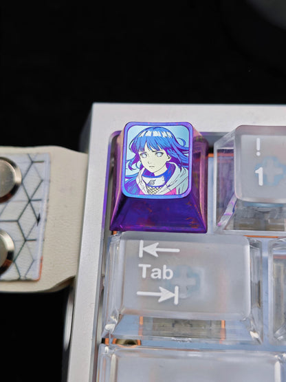 Naruto, Hy ū ga Hinata, 1U Ice Crystal Titanium Alloy Personalized Keycaps, Anime Game Metal Carving Art Decorative Keycaps