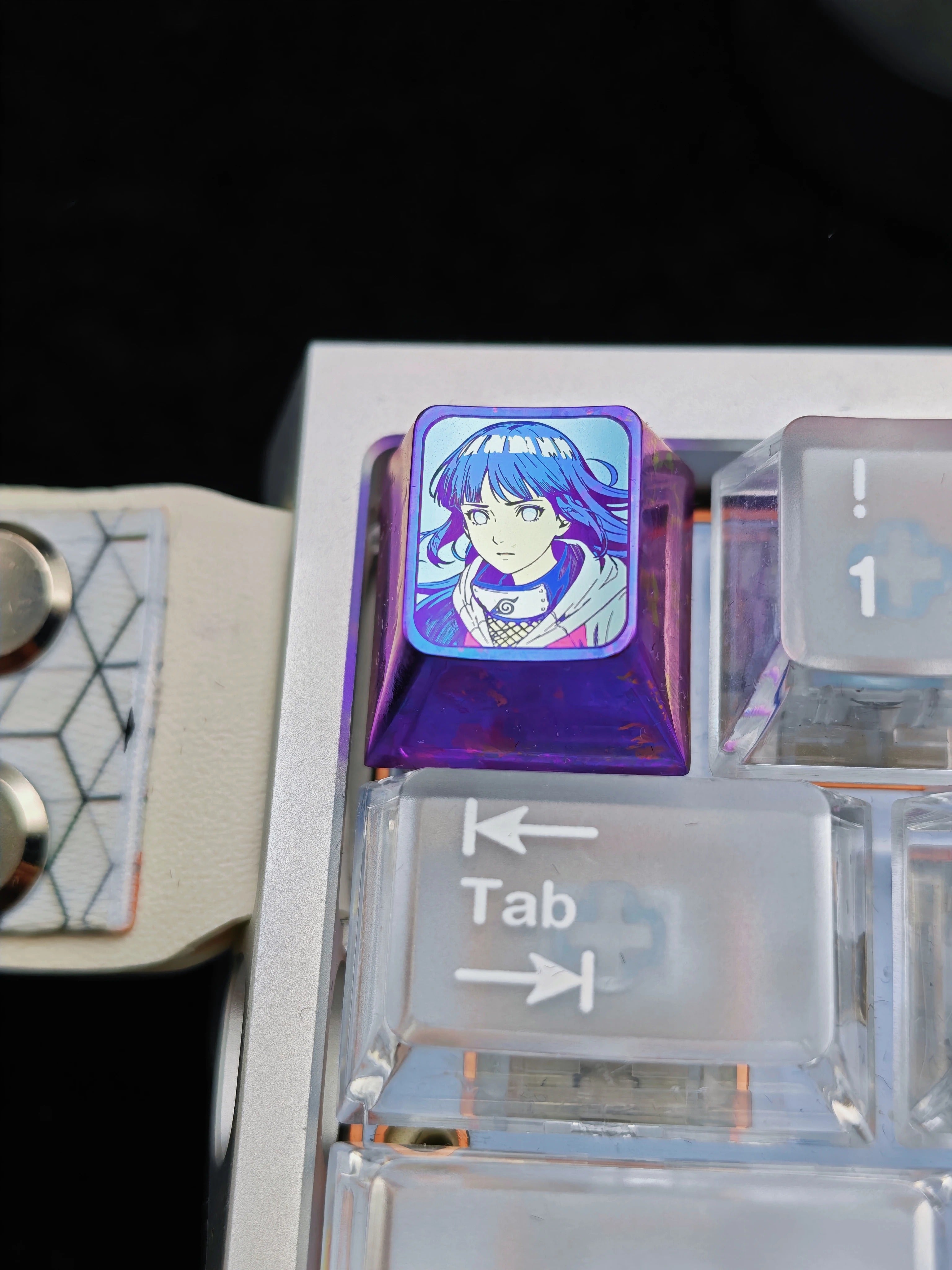Naruto series, Hy ū ga Hinata, 1U titanium alloy personalized keycaps, anime and game mechanical keyboard decorative keycaps